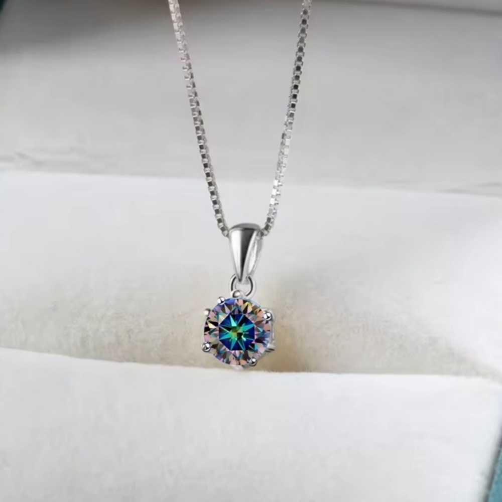 1 CT Moissanite Diamond Mystic Pendant With Necklace - Picture 4 of 10